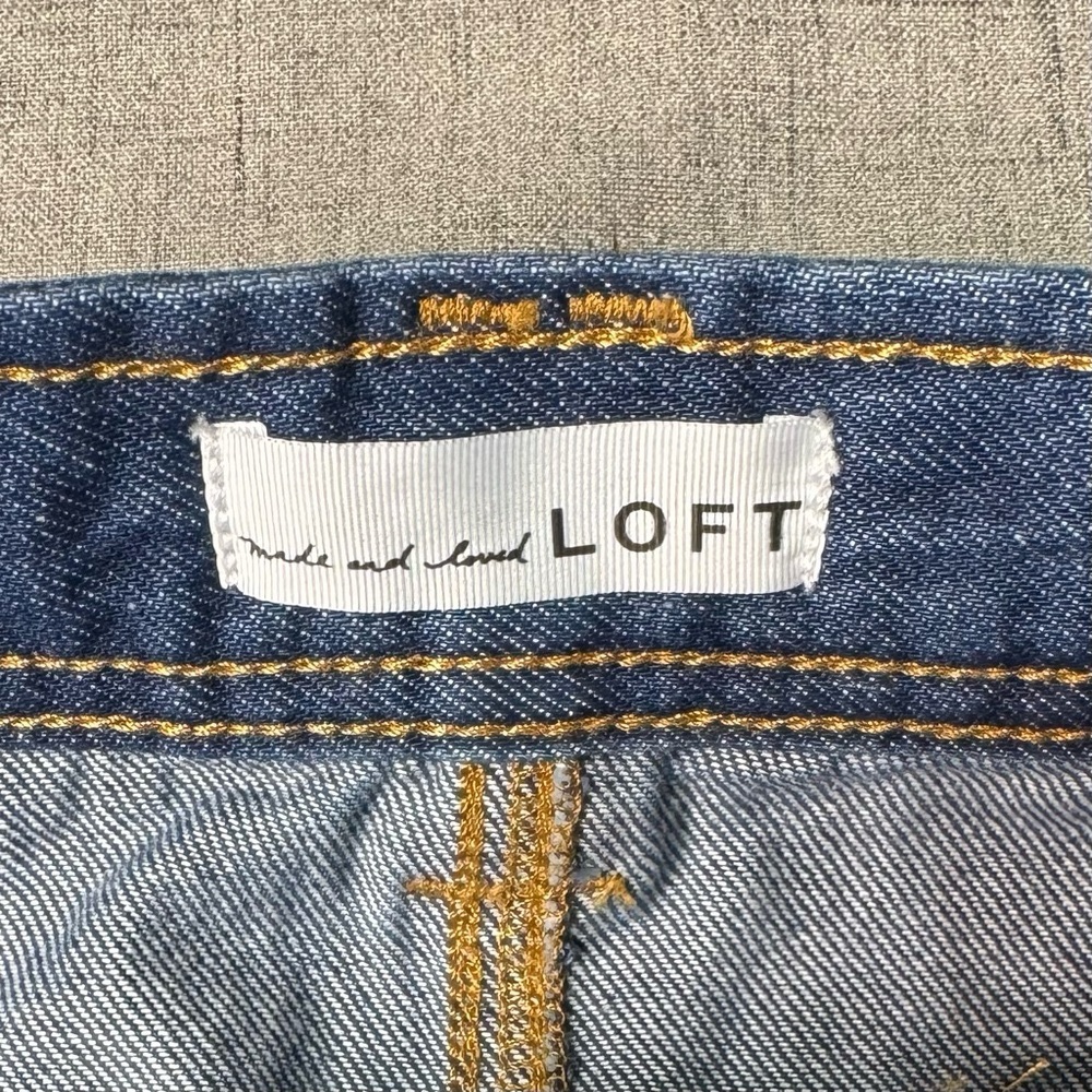 LOFT Patch Pocket Button Front Denim Mini Skirt in Deep Indigo Wash Size 10 - Picture 10 of 12